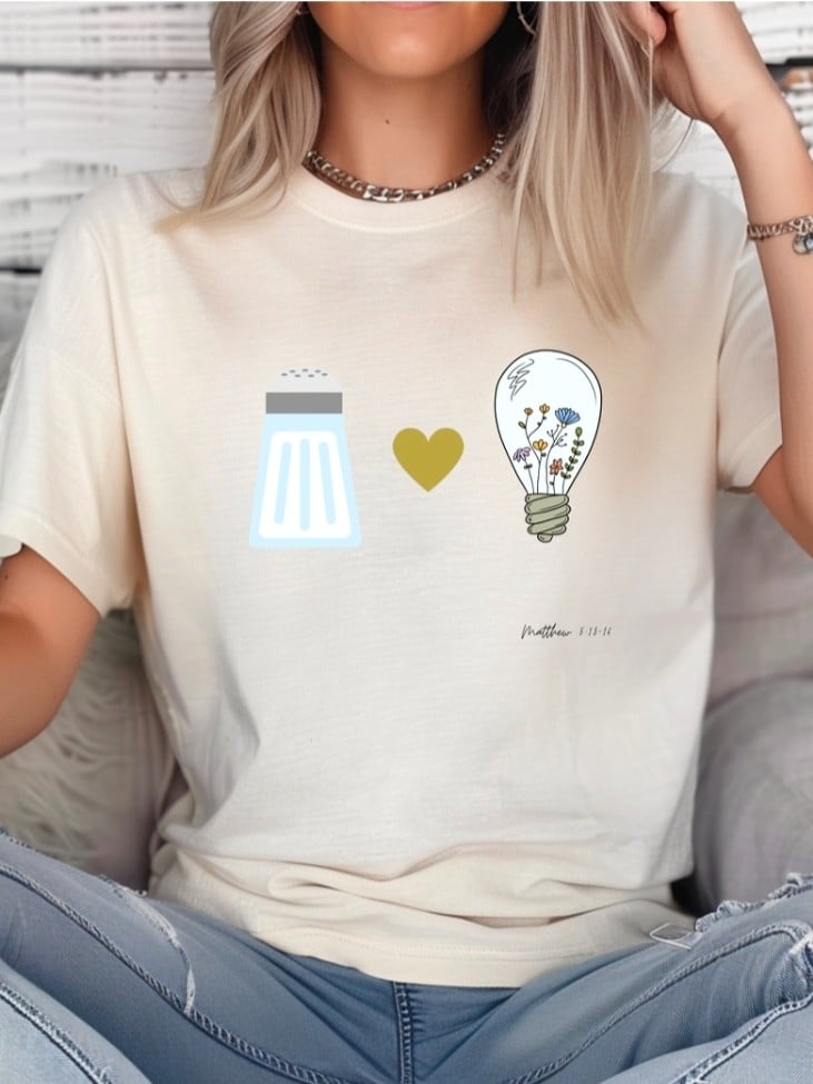 Salt and light faith based shirt from Sarahbarahdesignsco