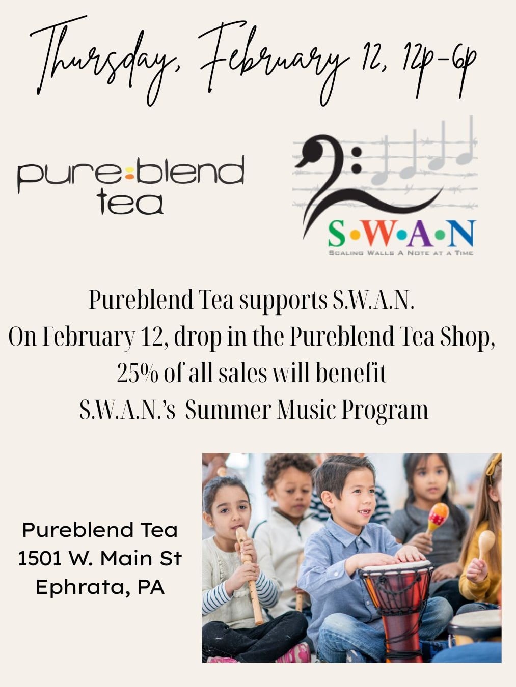 Drop in Fundraiser for SWAN Summer Camp at Pureblend Tea, Ephrata from Pureblend Tea, LLC