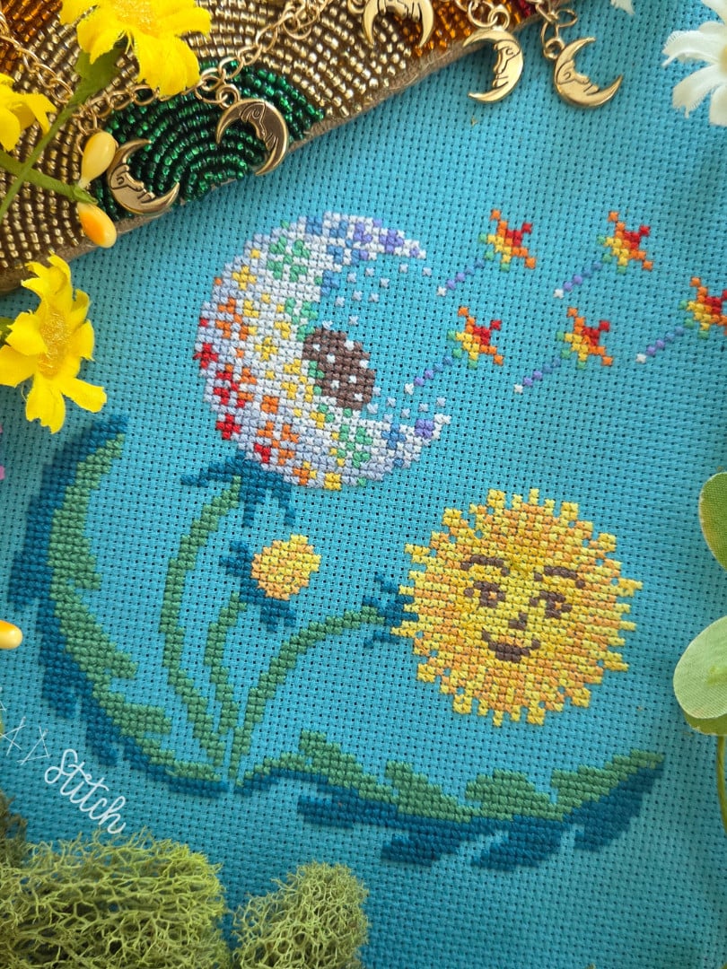 New on Patreon - Dandelion cross stitch pattern from BAD Stitch