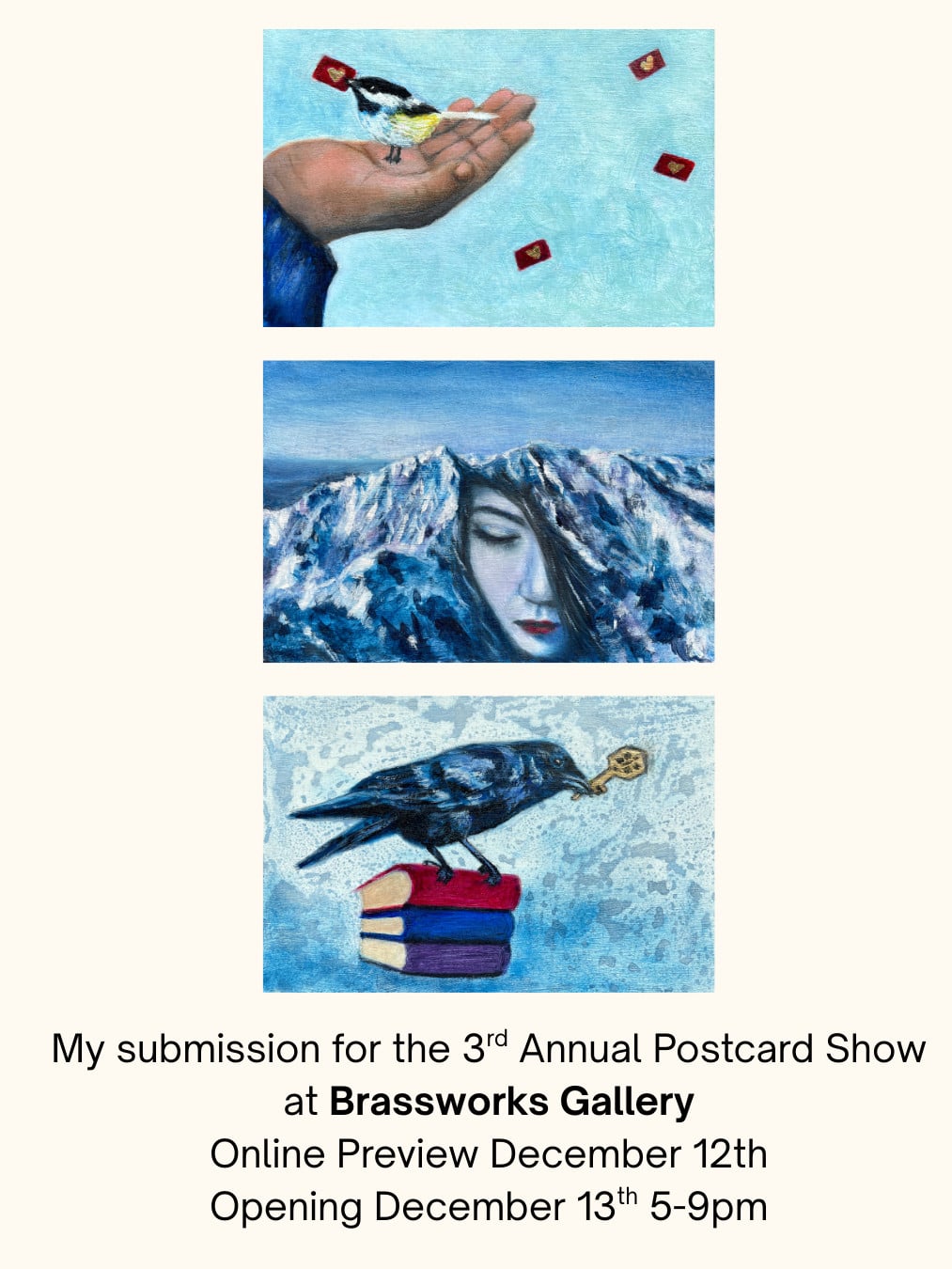 Brassworks Gallery Postcard Art Show from Marieke Mertz Art